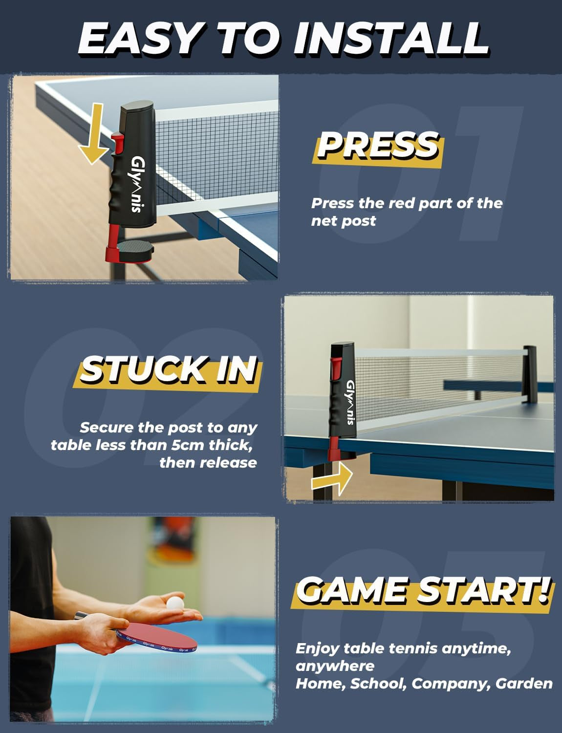 Portable Table Tennis Paddle & Net Set