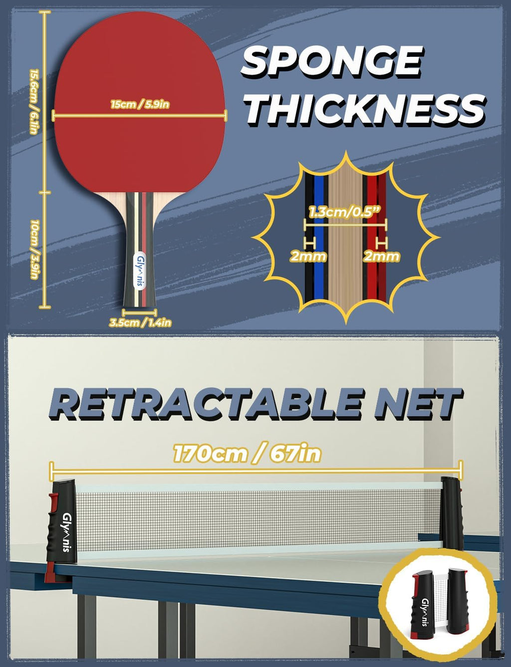 Portable Table Tennis Paddle & Net Set